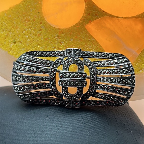 Jewelry - Art Deco Sterling Silver Marcasite Brooch Pin